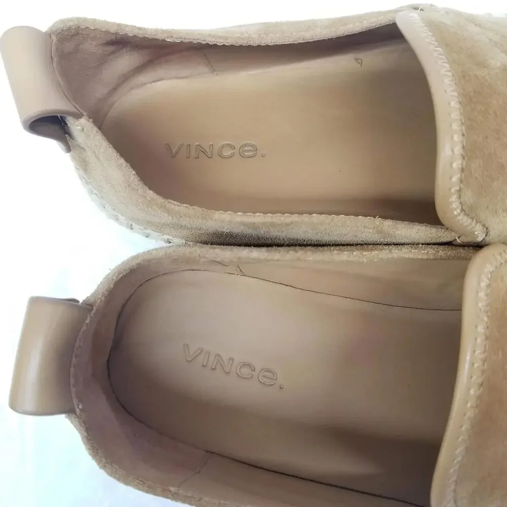 Vince Suede‎ Leather Espadrille Slip-On Loafers Womens 8.5 M Camel Brown